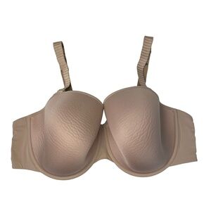 ThirdLove 24/7 Classic T-Shirt Bra Size 42E Lightly Padded‎ Pleated Straps Nude